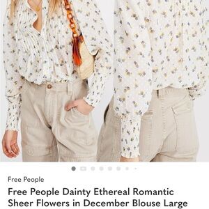 Free People Ethereal Floral Blouse - White and Purple